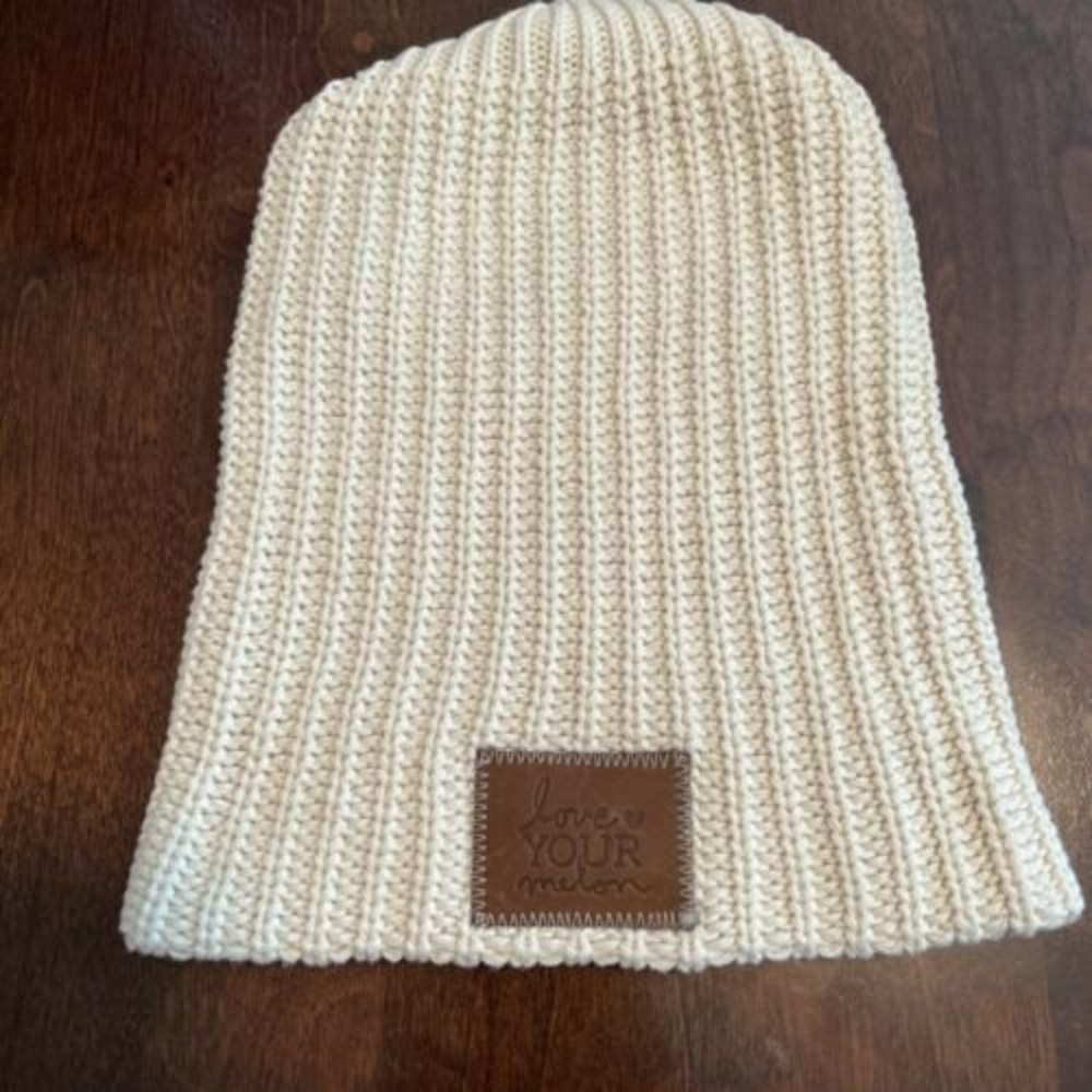 Love Your Melon Ivory Slouchy Beanie 100% Cotton Ivory White Monochrome